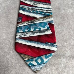 Eacovalle Red Blue White Neck Tie 60” Length 3-1/2” Width USA Made